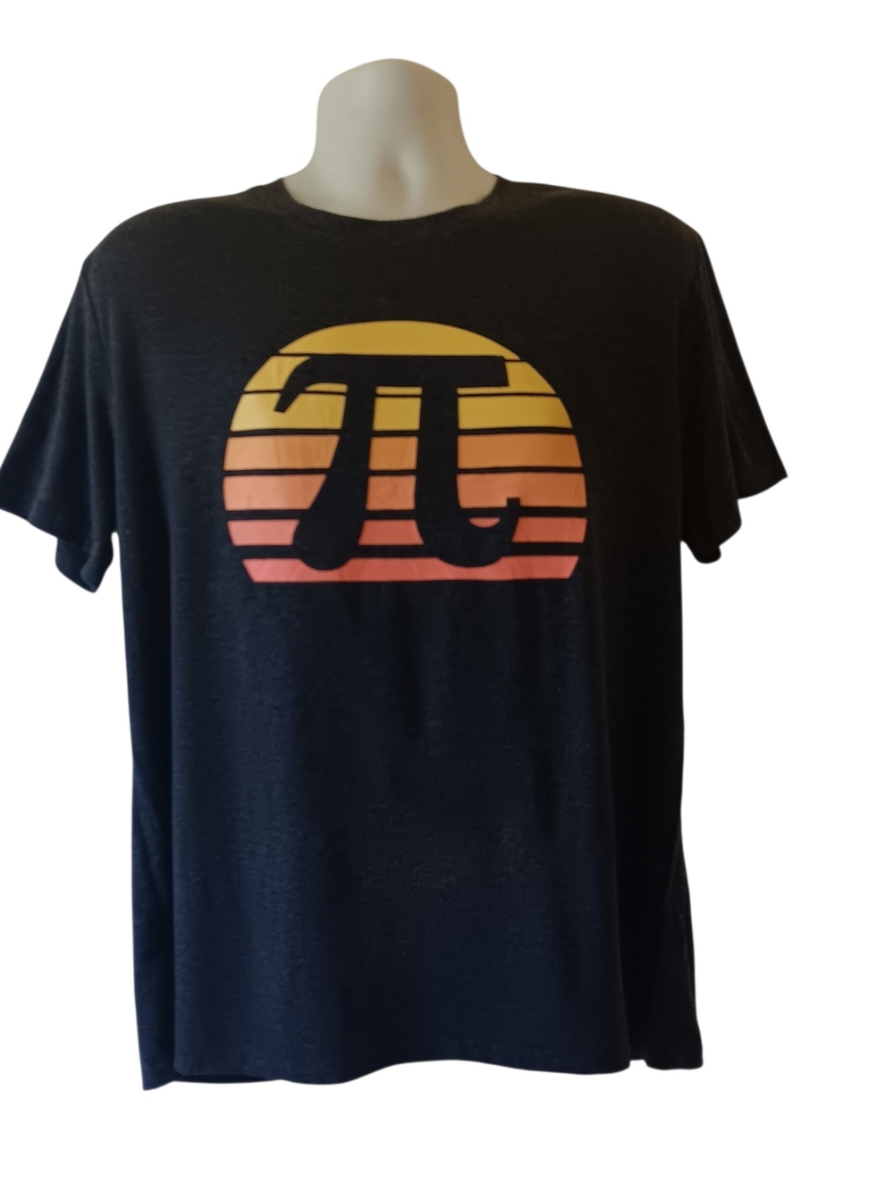 Pi symbol sunset men's black short-sleeve graphic t-shirt size XL